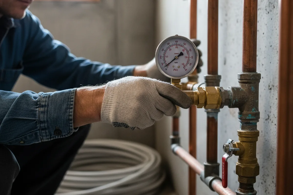 Pressure testing a repaired line during Water Line Repair in Bridgewater